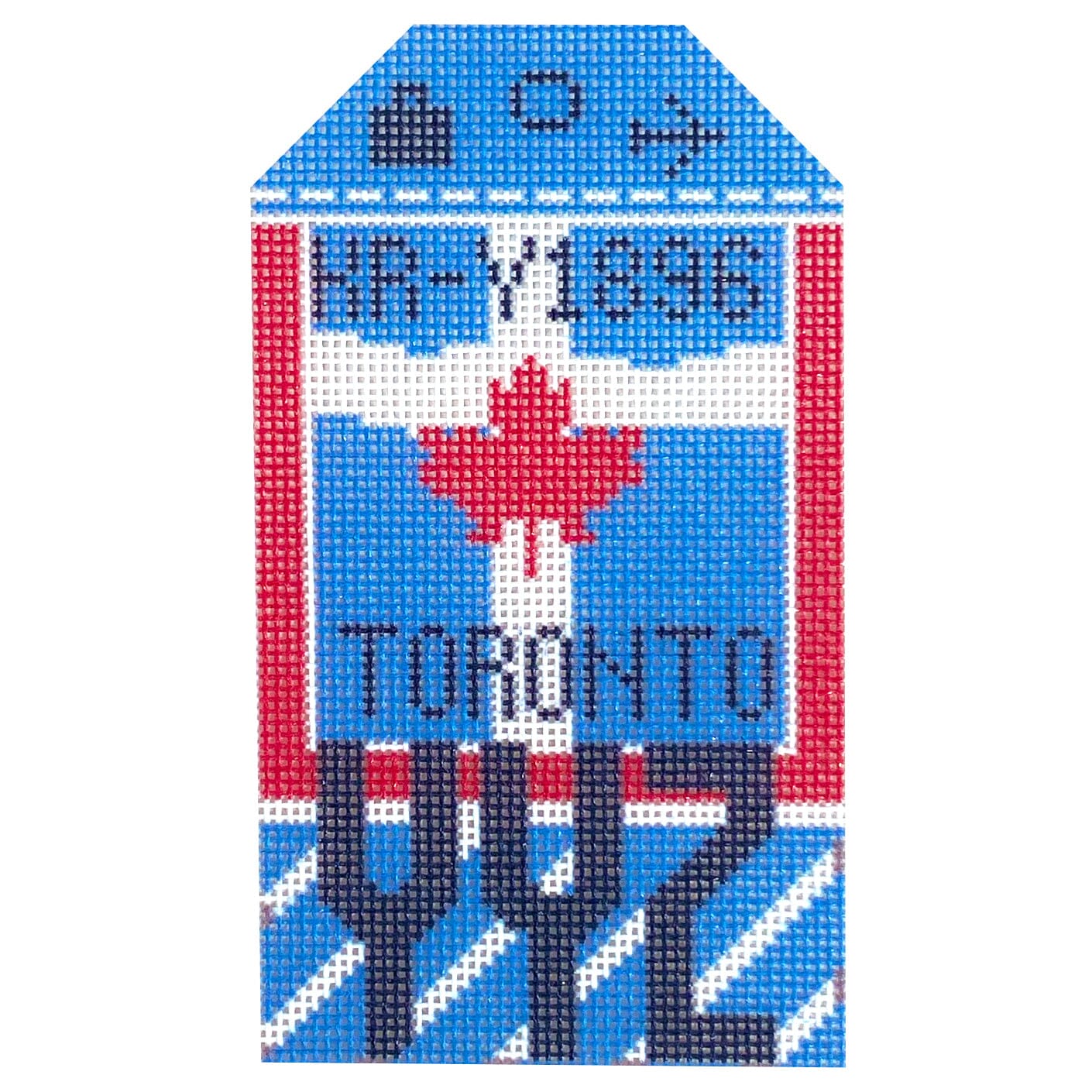 Toronto YYZ Retro Travel Tag Painted Canvas Hedgehog Needlepoint 

