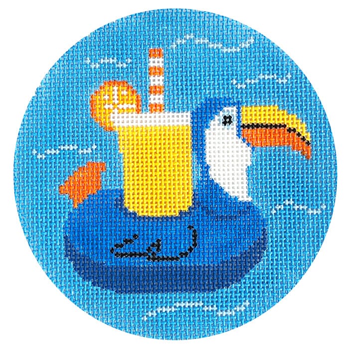 Toucan Floatie 4" Round Painted Canvas Rachel Donley 
