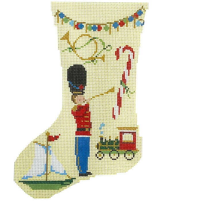 Toy Soldier Mini Sock Painted Canvas The Plum Stitchery 
