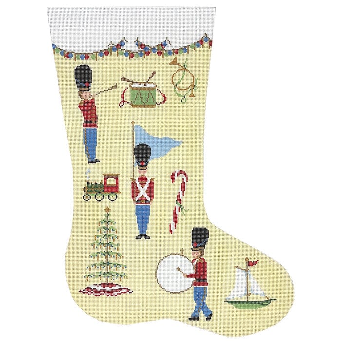 Toy Soldier Stocking TTR Painted Canvas The Plum Stitchery 