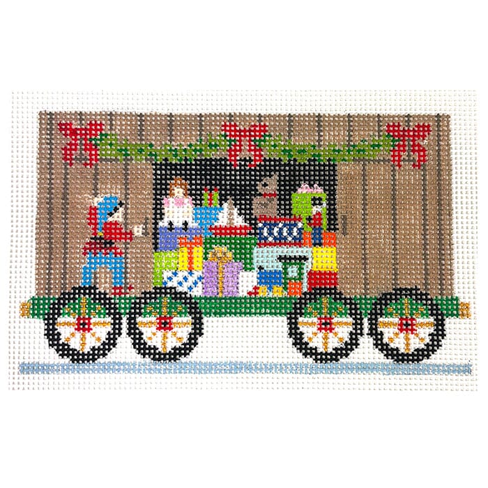 Toys Boxcar   North Pole Express Painted Canvas Susan Roberts Needlepoint Designs Inc.  - 1