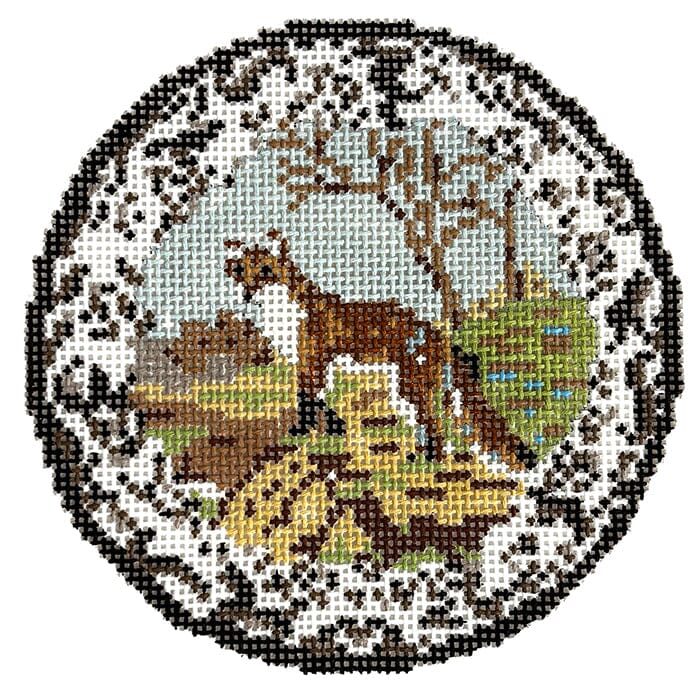 Transferware Fox Plate Painted Canvas The Gingham Stitchery 