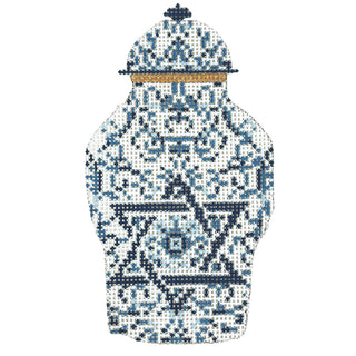 Transferware Judaica Ginger Jar Painted Canvas The Gingham Stitchery 
