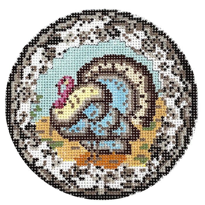 Transferware Turkey Painted Canvas The Gingham Stitchery  - 1