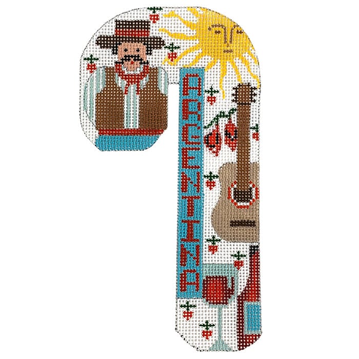 Travel Candy Cane   Argentina Painted Canvas Danji Designs  - 1
