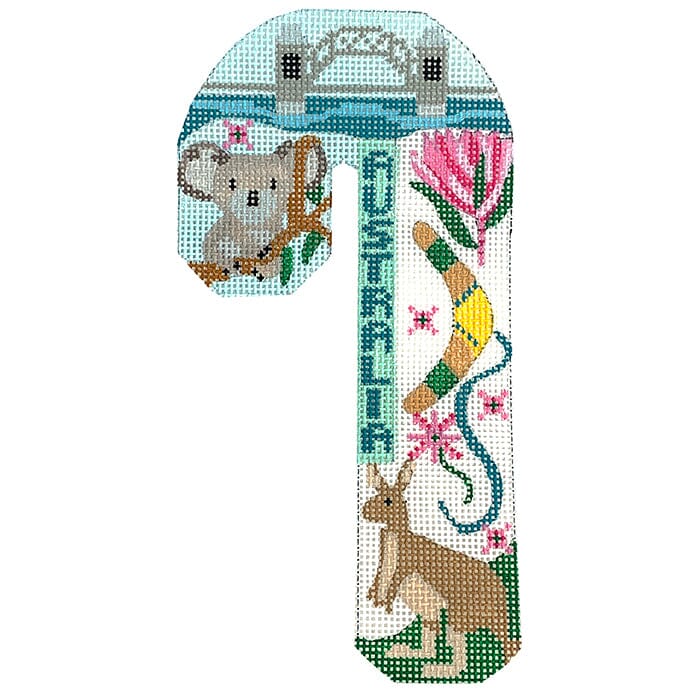 Travel Candy Cane   Australia Painted Canvas Danji Designs  - 1
