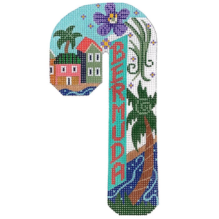 Travel Candy Cane - Bermuda Painted Canvas Danji Designs 