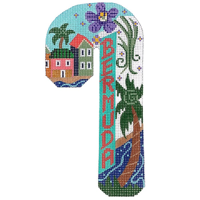 Travel Candy Cane   Bermuda Painted Canvas Danji Designs  - 1