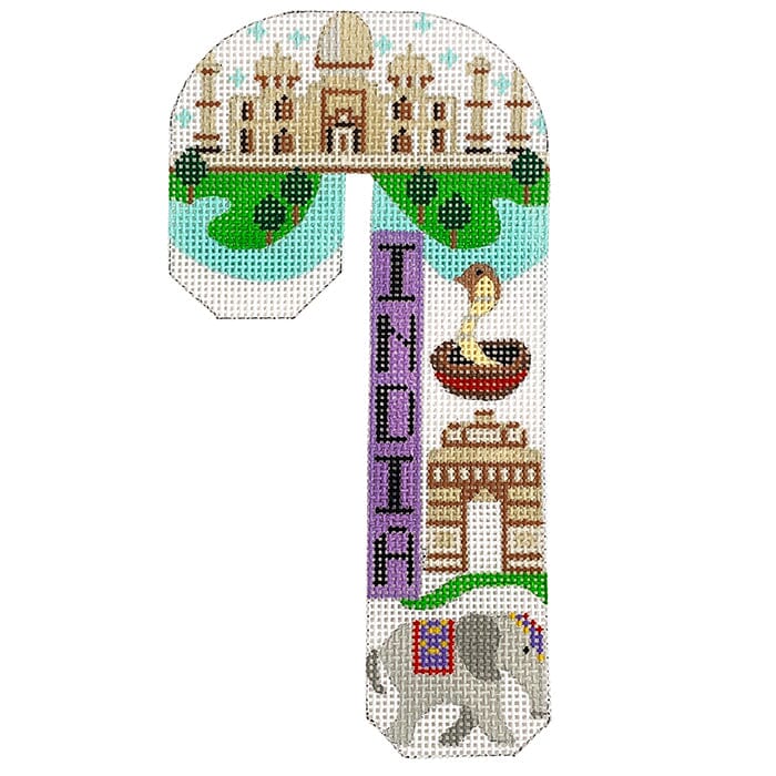 Travel Candy Cane   India Painted Canvas Danji Designs  - 1