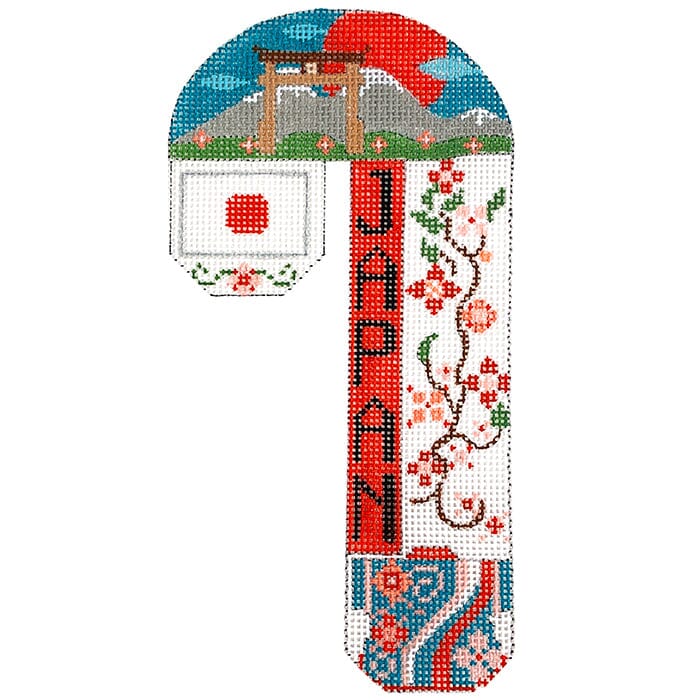 Travel Candy Cane   Japan Painted Canvas Danji Designs  - 1