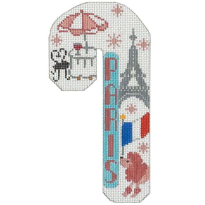 Travel Candy Cane - Paris Painted Canvas Danji Designs 