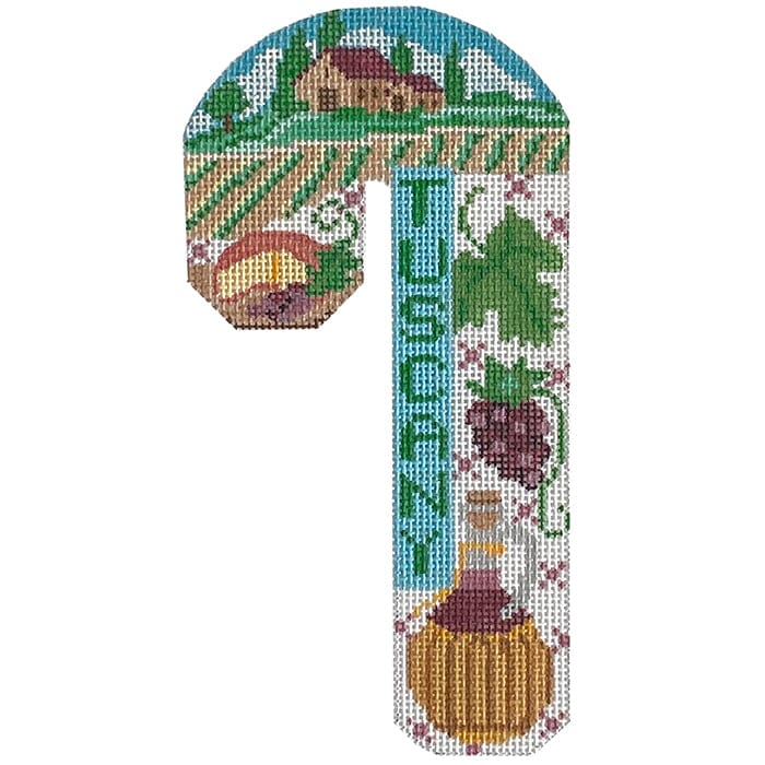 Travel Candy Cane   Tuscany Painted Canvas Danji Designs  - 1