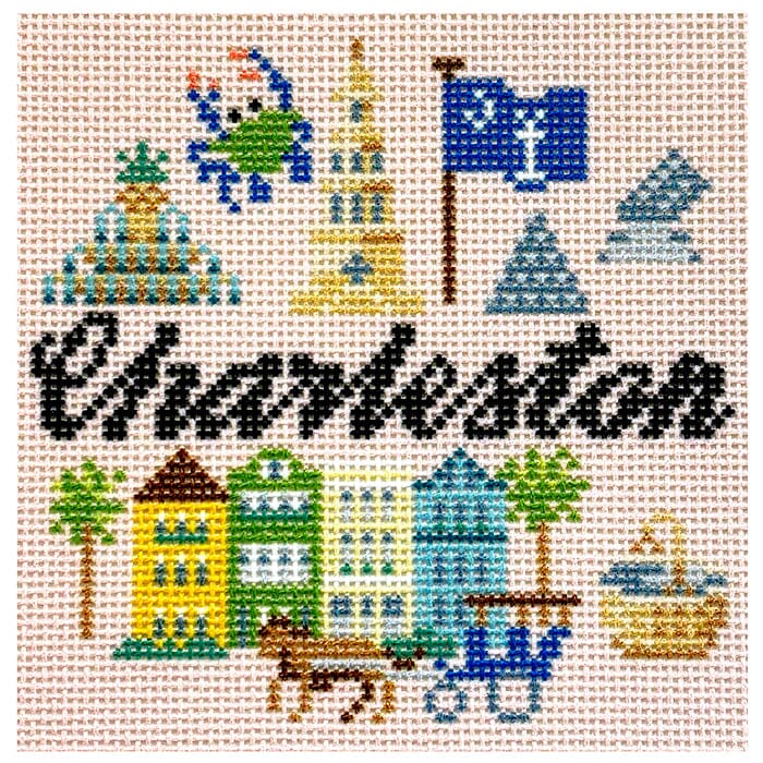 Travel Coaster - Charleston Printed Canvas Needlepoint To Go 