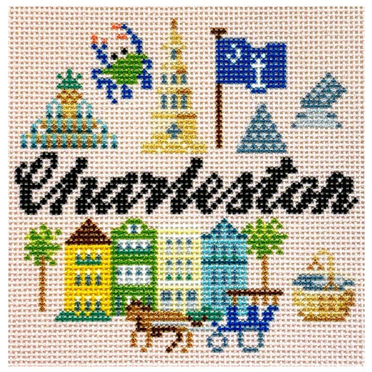 Travel Coaster - Charleston Printed Canvas Needlepoint To Go 