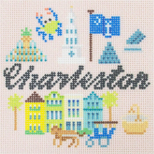 Travel Coaster - Charleston Printed Canvas Needlepoint To Go 