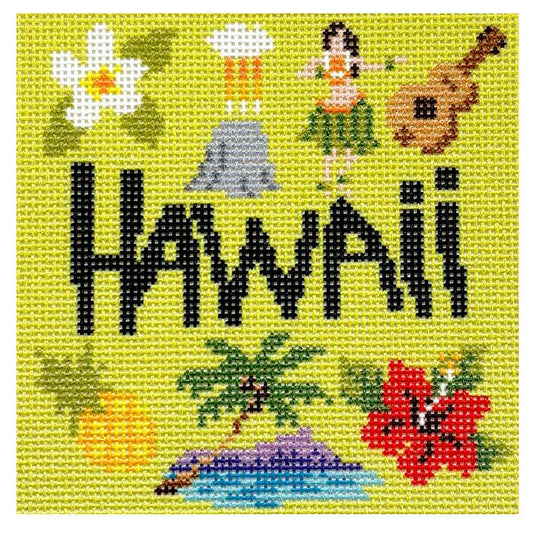 Travel Coaster - Hawaii Printed Canvas Needlepoint To Go 