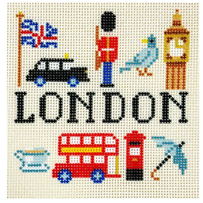 Travel Coaster - London Printed Canvas Needlepoint To Go 