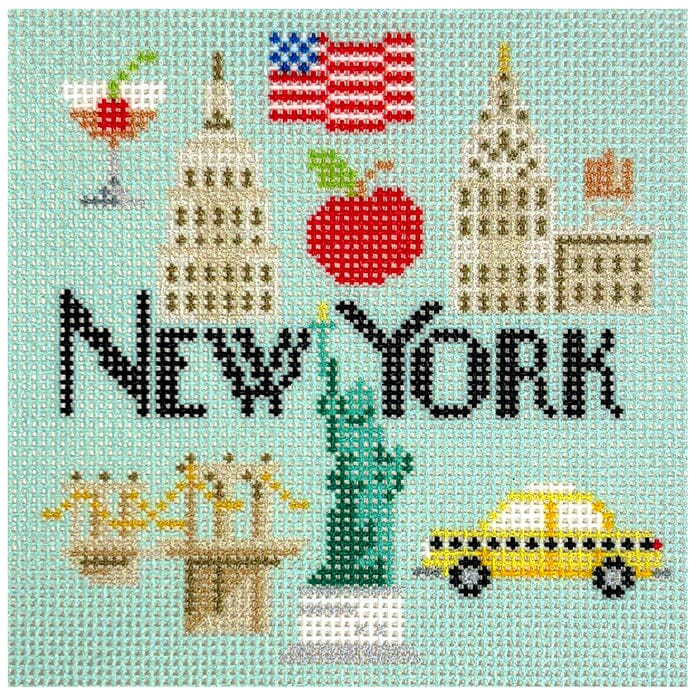 Travel Coaster   New York Printed Canvas Needlepoint To Go 

