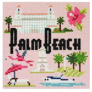 Travel Coaster   Palm Beach Printed Canvas Needlepoint To Go 
