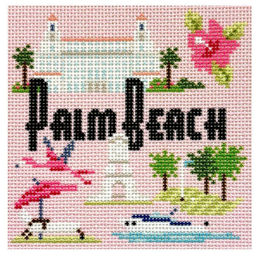Travel Coaster - Palm Beach Printed Canvas Needlepoint To Go 