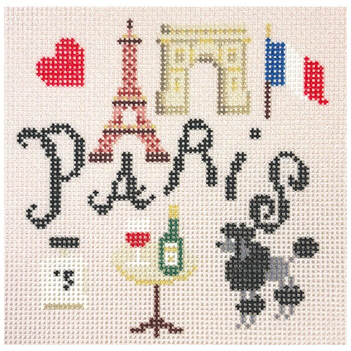 Travel Coaster - Paris Printed Canvas Needlepoint To Go 