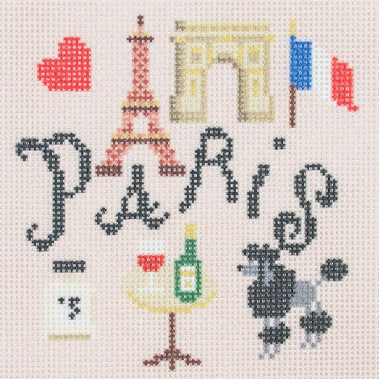 Travel Coaster - Paris Printed Canvas Needlepoint To Go 