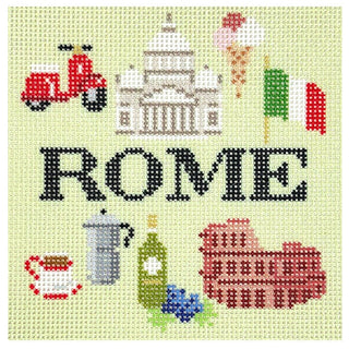 Travel Coaster   Rome Printed Canvas Needlepoint To Go 
