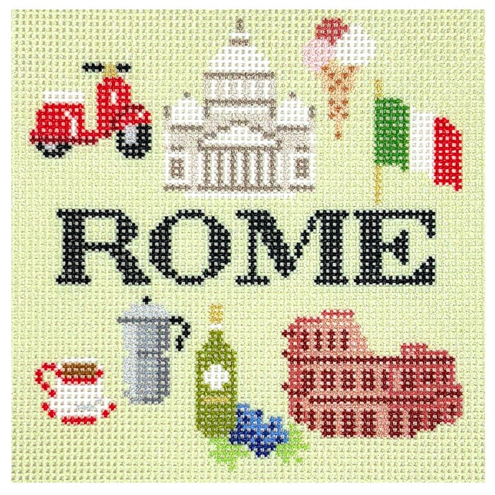 Travel Coaster   Rome Printed Canvas Needlepoint To Go 
