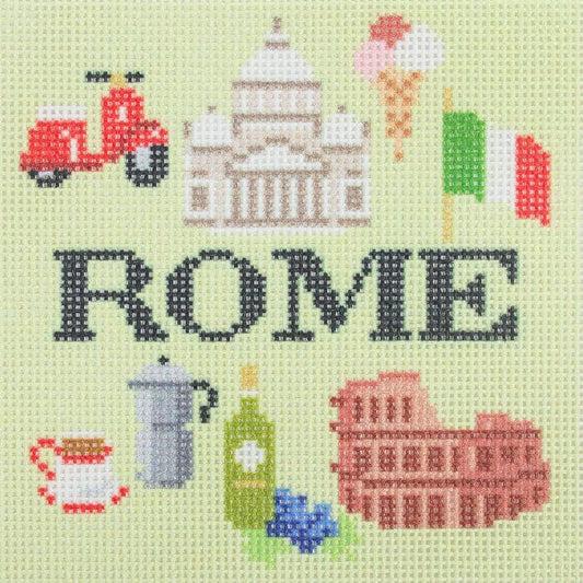 Travel Coaster - Rome Printed Canvas Needlepoint To Go 