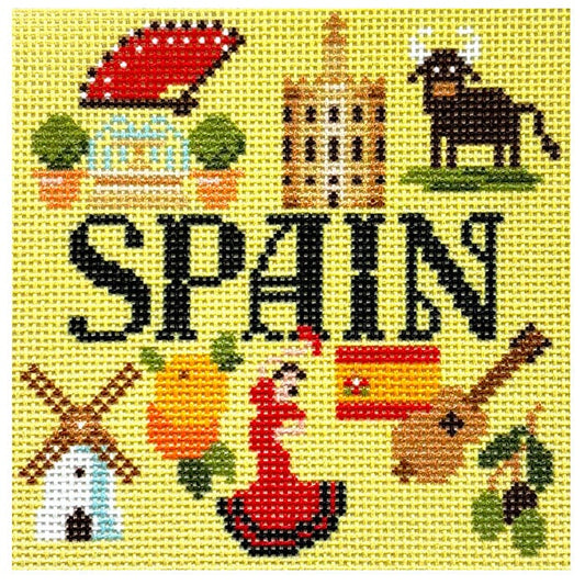 Travel Coaster - Spain Printed Canvas Needlepoint To Go 