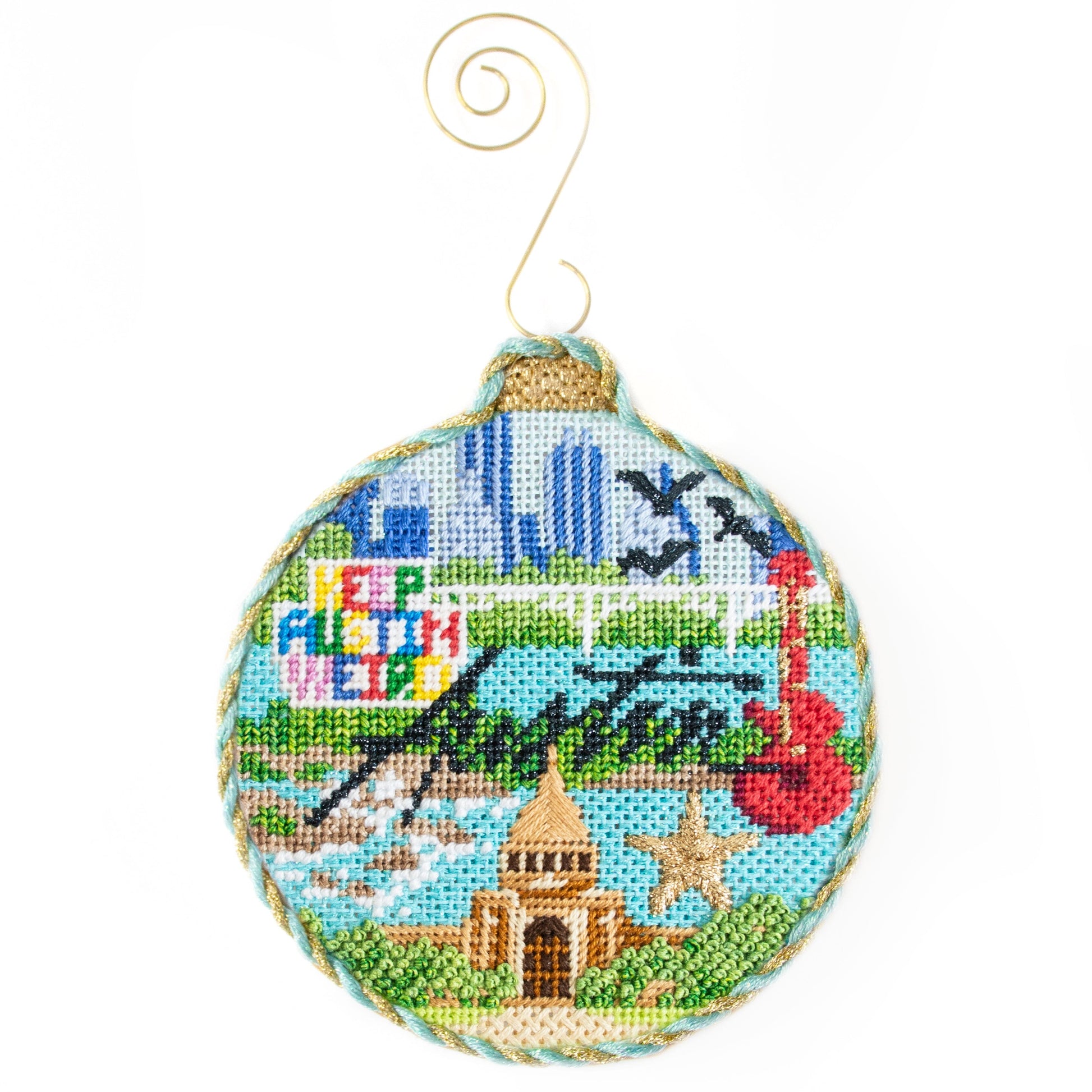 Travel Round - Austin with Stitch Guide Painted Canvas Kirk & Bradley 