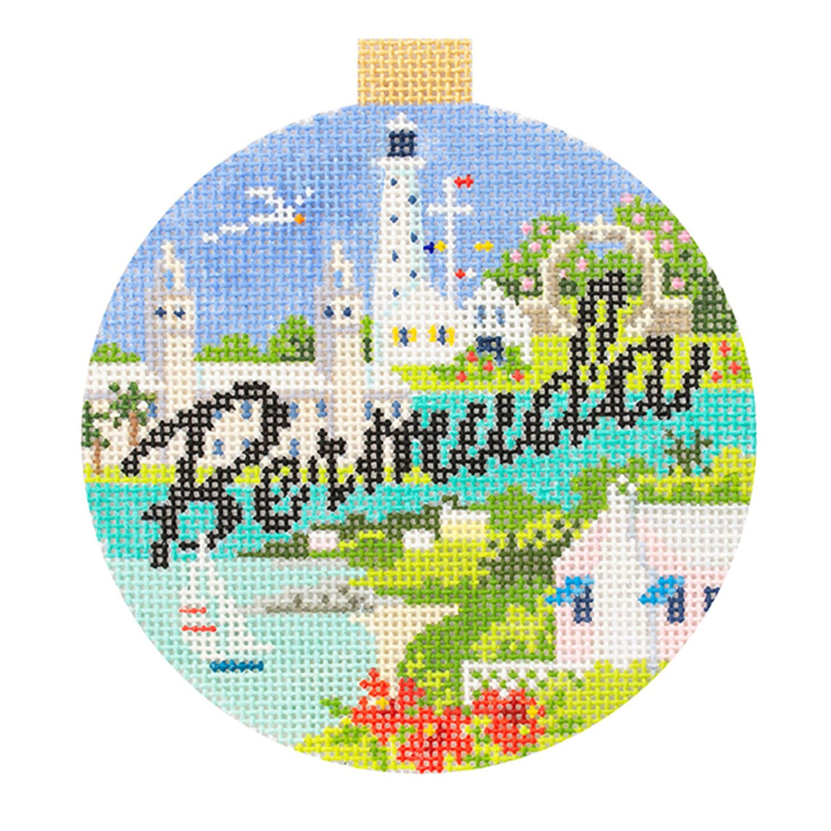 Travel Round   Bermuda with Stitch Guide Printed Canvas Kirk & Bradley  - 1