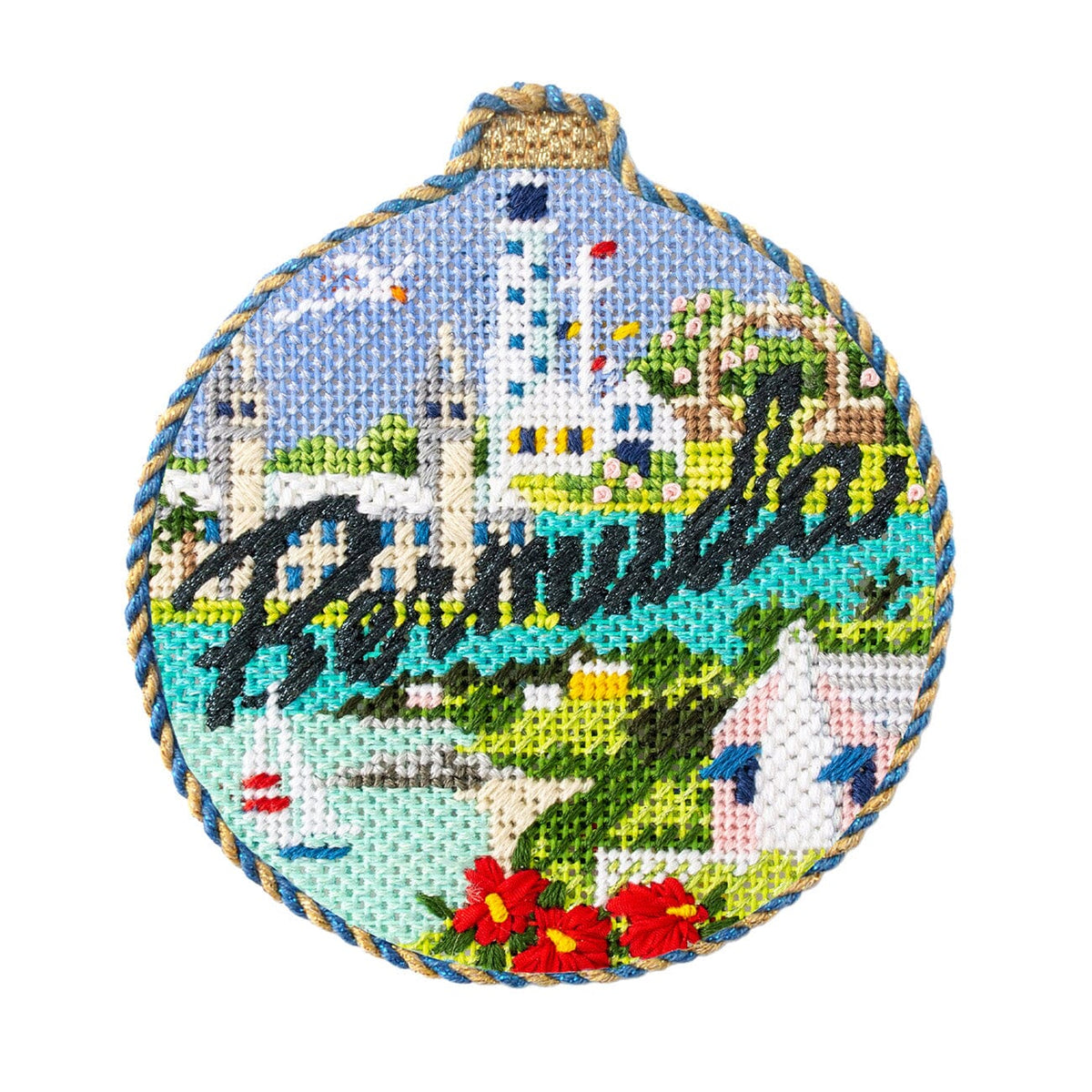 Travel Round   Bermuda with Stitch Guide Printed Canvas Kirk & Bradley  - 2