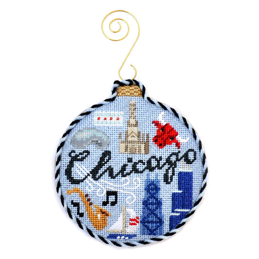 Travel Round - Chicago with Stitch Guide Painted Canvas Kirk & Bradley 