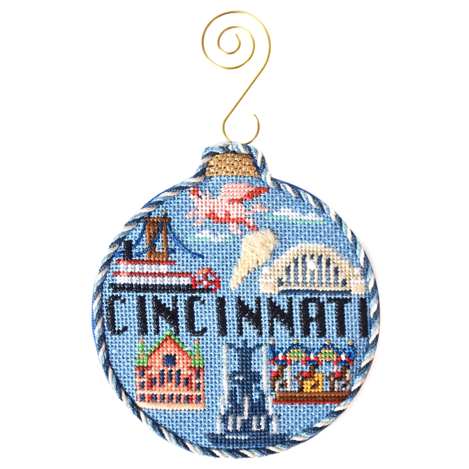 Travel Round - Cincinnati with Stitch Guide Painted Canvas Kirk & Bradley 