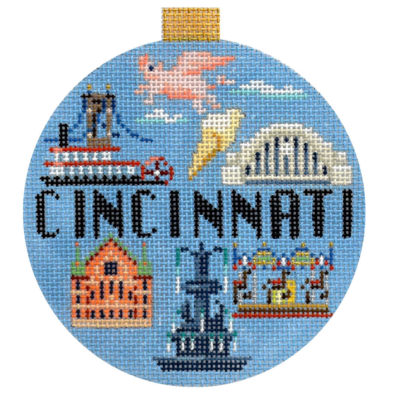 Travel Round   Cincinnati with Stitch Guide Printed Canvas Kirk & Bradley  - 1