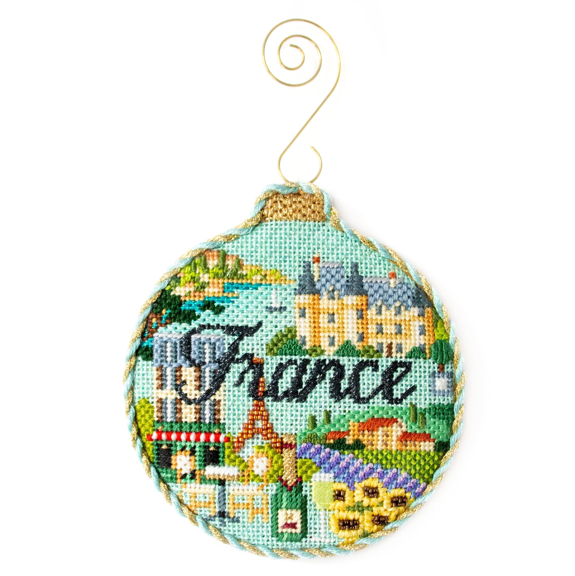 Travel Round - France with Stitch Guide Painted Canvas Kirk & Bradley 