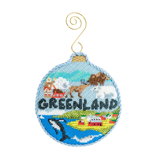 Travel Round - Greenland with Stitch Guide Painted Canvas Kirk & Bradley 