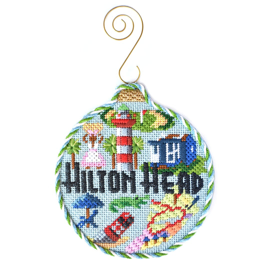Travel Round - Hilton Head with Stitch Guide Painted Canvas Kirk & Bradley 