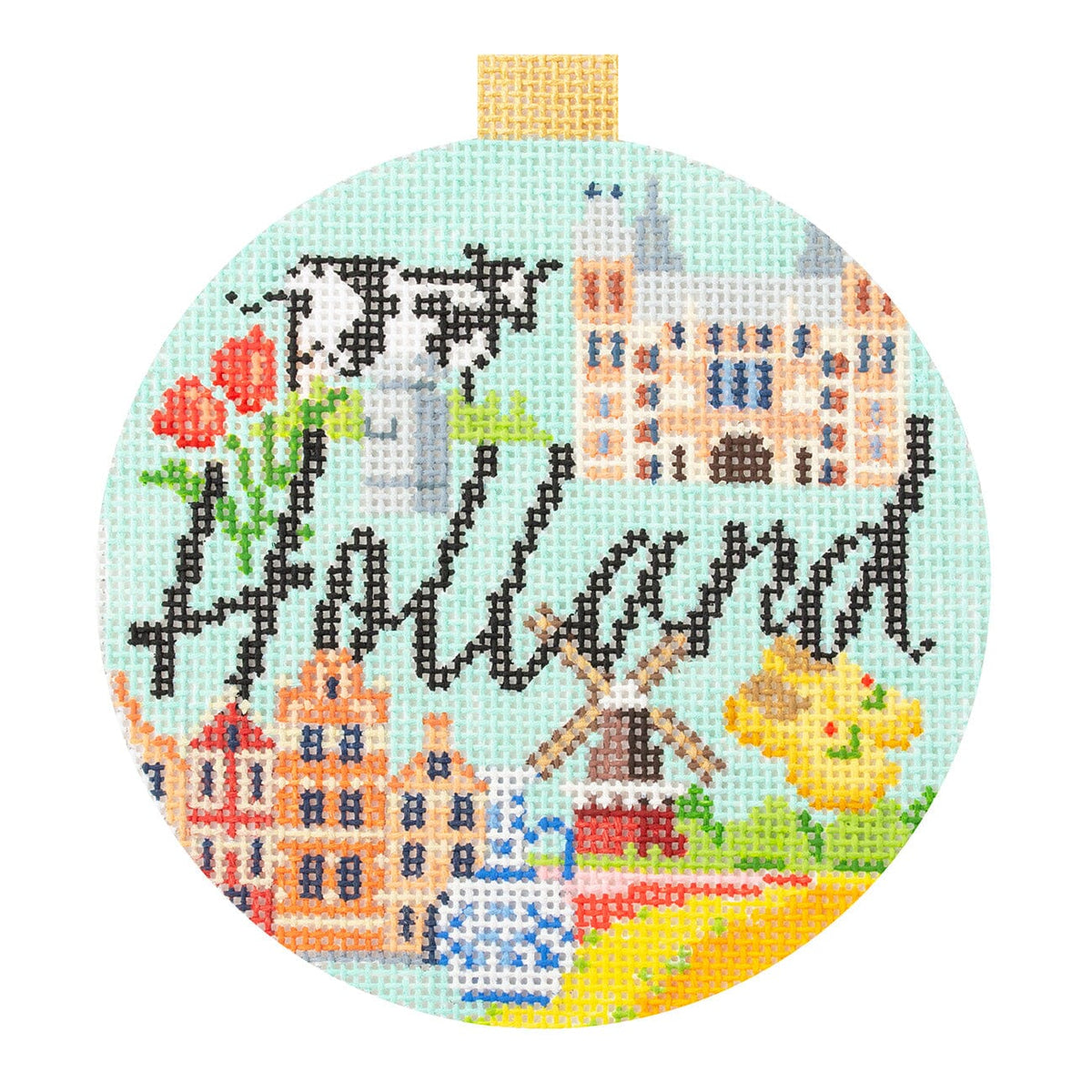 Travel Round   Holland with Stitch Guide Printed Canvas Kirk & Bradley  - 1