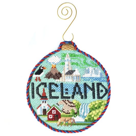 Travel Round - Iceland with Stitch Guide Painted Canvas Kirk & Bradley 