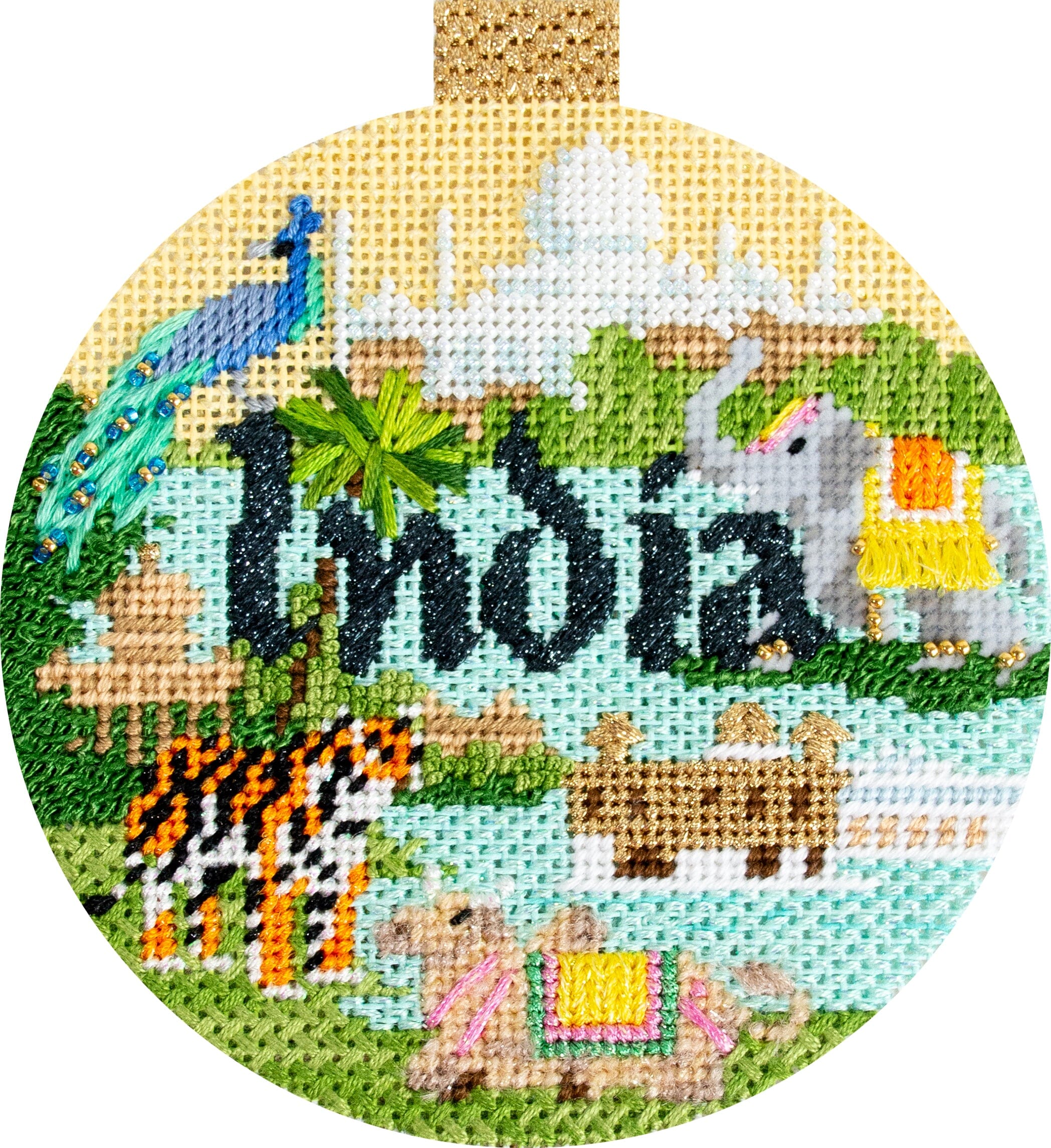 Travel Round   India with Stitch Guide Painted Canvas Kirk & Bradley 
