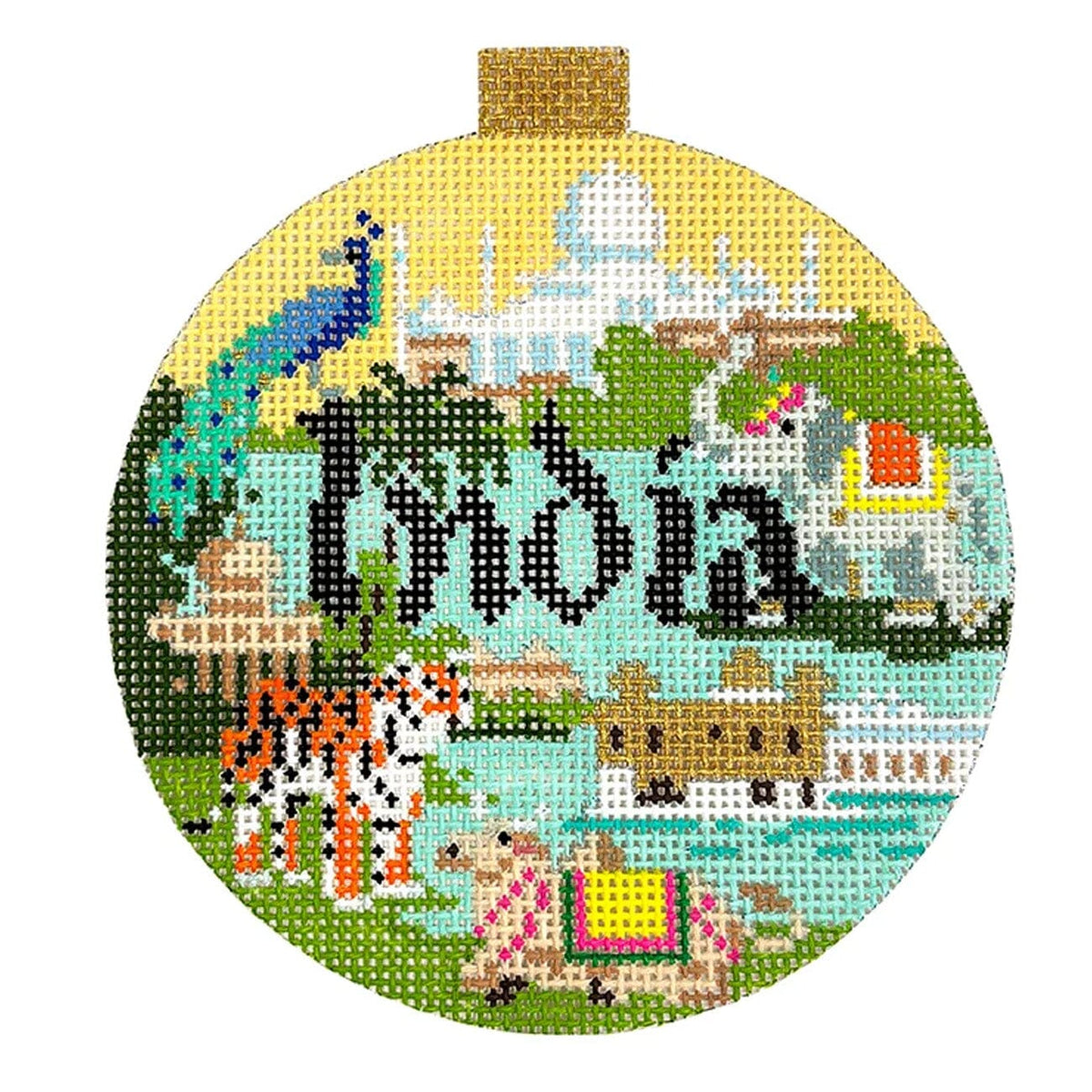 Travel Round   India with Stitch Guide Painted Canvas Kirk & Bradley  - 1