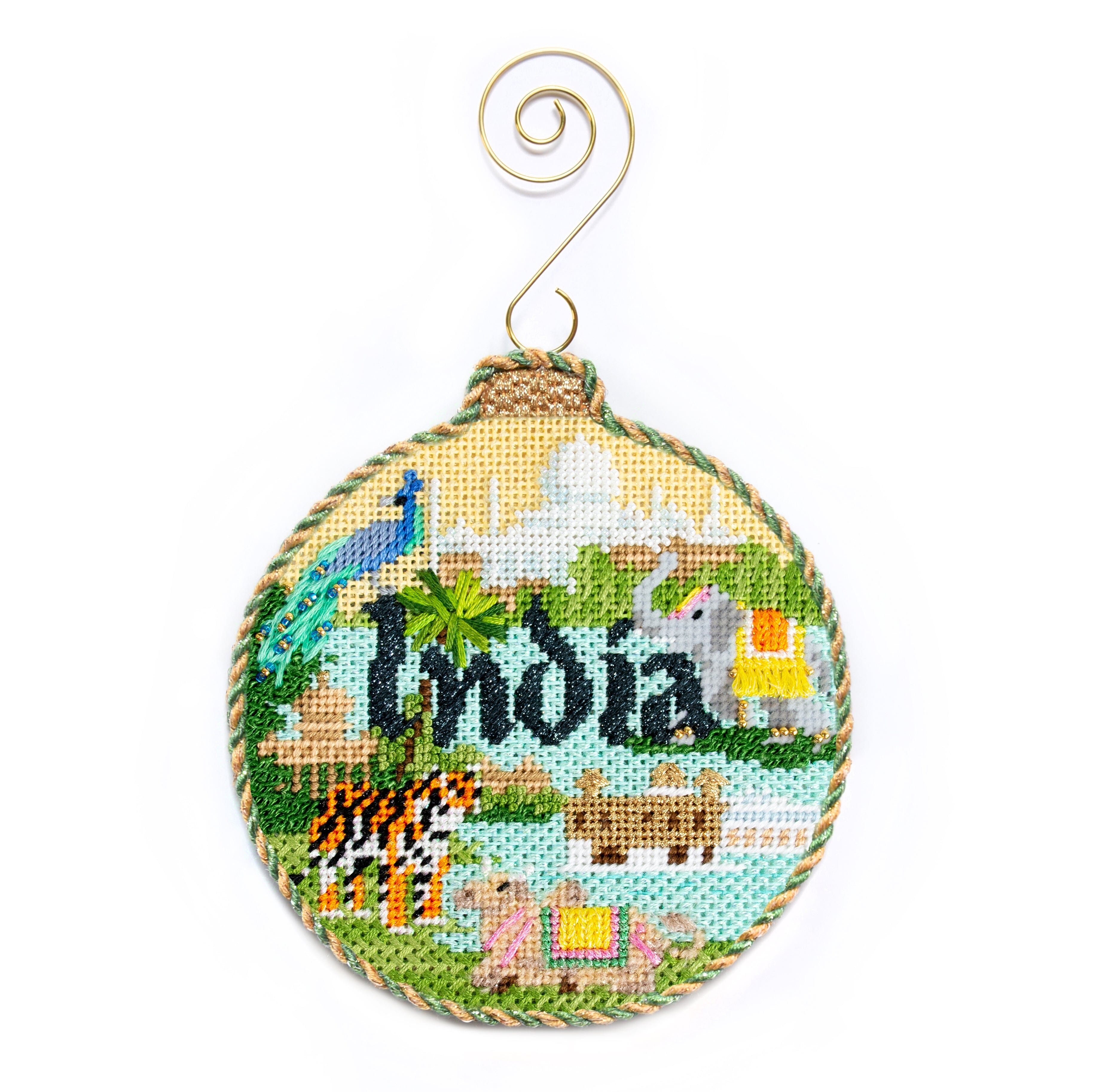 Travel Round   India with Stitch Guide Painted Canvas Kirk & Bradley 
