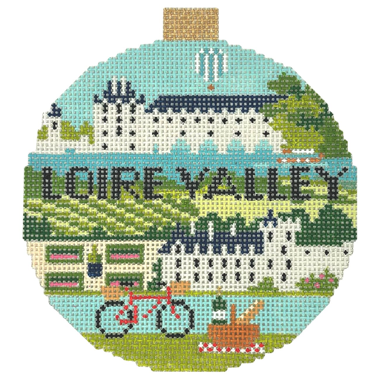 Travel Round   Loire Valley with Stitch Guide Painted Canvas Kirk & Bradley 
