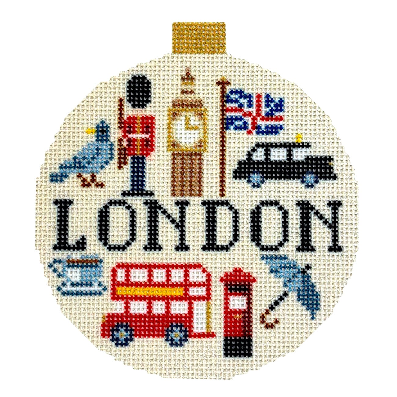 London Travel Round Needlepoint Canvas – Needlepoint.Com