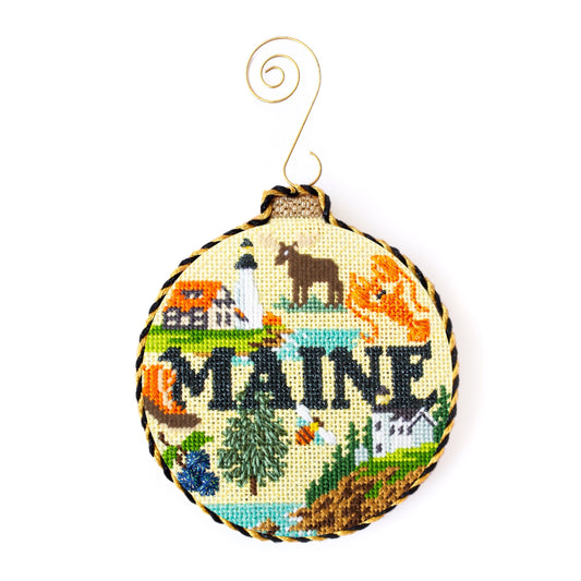Travel Round - Maine with Stitch Guide Painted Canvas Kirk & Bradley 