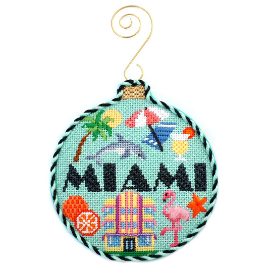 Travel Round - Miami with Stitch Guide Painted Canvas Kirk & Bradley 
