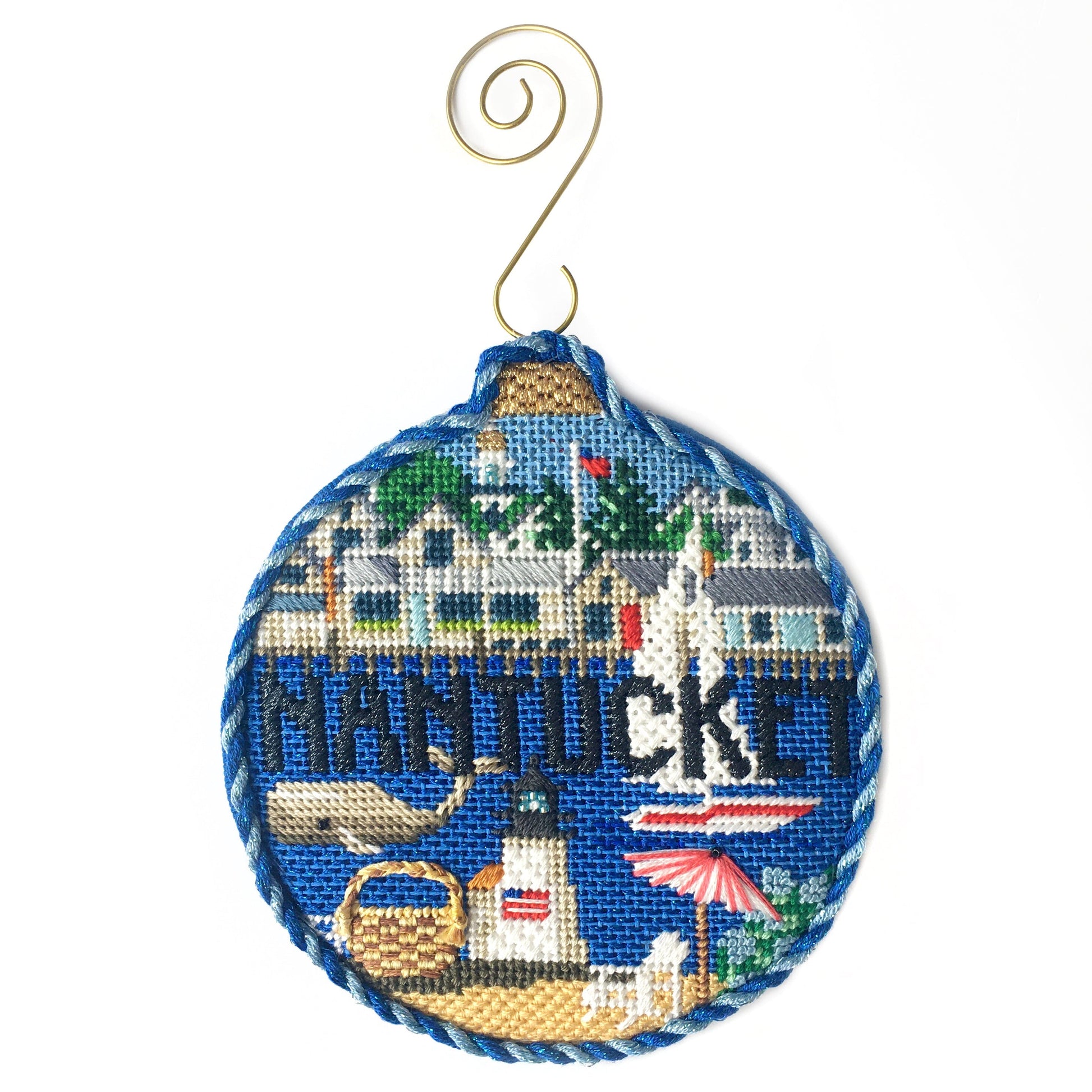 Travel Round - Nantucket with Stitch Guide Painted Canvas Kirk & Bradley 