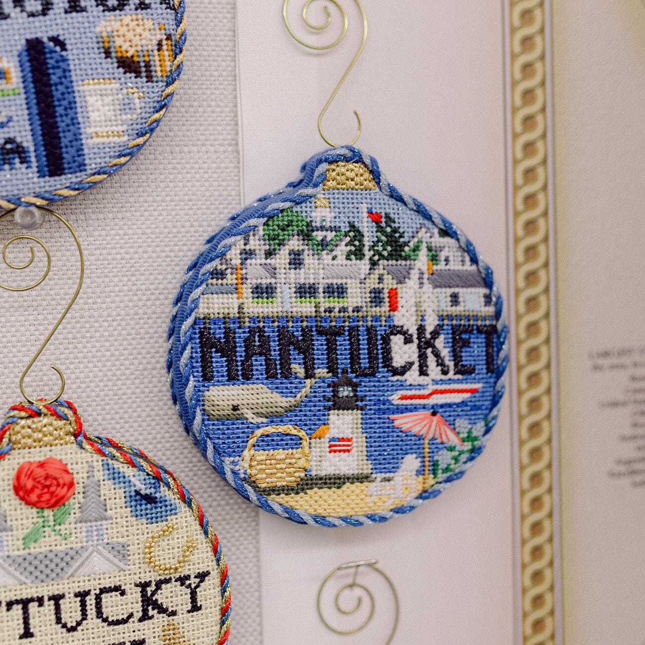 Travel Round   Nantucket with Stitch Guide Printed Canvas Kirk & Bradley  - 3